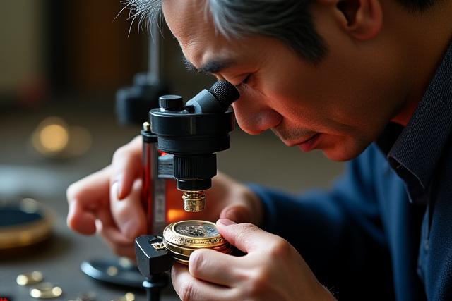 Susanoo Timeの時計を検査する熟練した時計職人